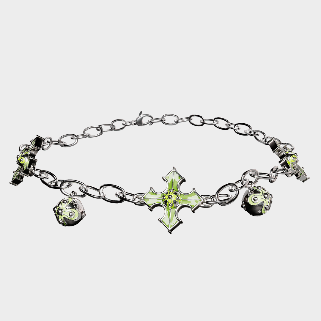 Crucifix - Green Necklace