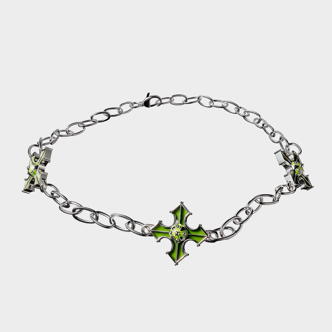 Crucifix - Green Necklace