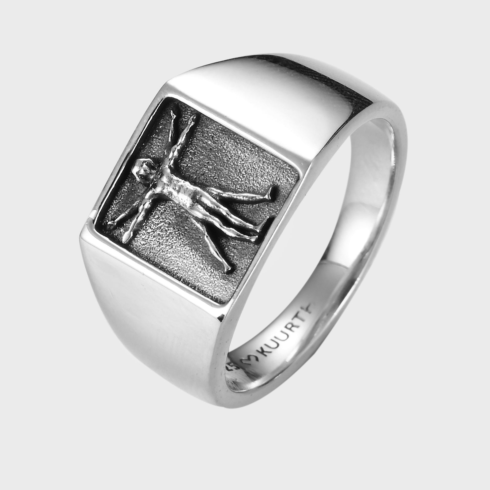 Vitruvian man silver ring - sterling silver Leonardo da Vinci ring - silhouette - men signet ring - outlet renaissance ring - art - VITRUVIUS